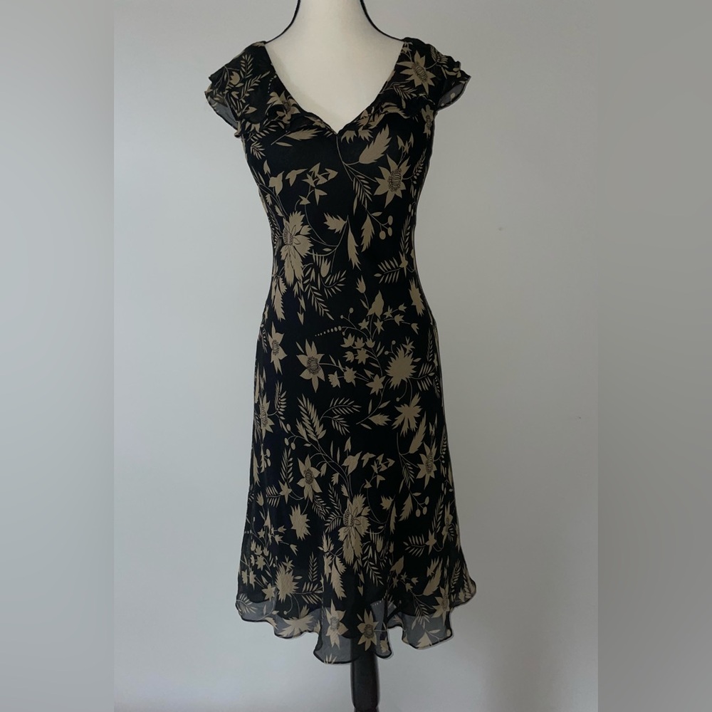 Ralph Lauren Floral Black and Cream Dress